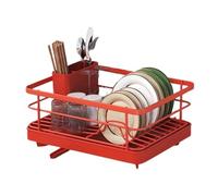 Egouttoir Vaisselle Egoutoire Vaisselle Cuisine Evier égouttoirs à Vaisselle Panier à Couverts Seche Vaisselle Sur Evier Inox Panier à Couverts Avec Drain (40.5x30.5x13cm,Red)