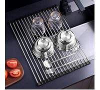 Egouttoir Vaisselle Égouttoir à Vaisselle Pliable pour Evier Egouttoir Vaisselle INOX pour Sécher Fruits, Légumes et Assiettes, 43