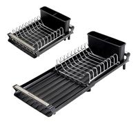 Égouttoir Vaisselle Inox Pliable Blanc/Noir, bec verseur évier 28-47cm long 20cm large .