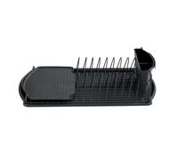 WENKO Égouttoir à Vaisselle Basic | Panier Couverts, Support-Assiettes, Grand et Petit bacs d‘égouttement Amovibles | Antidérapant | Métal revêtu par Poudre et Plastique | 47,5 x 11 x 26,5 cm | Noir