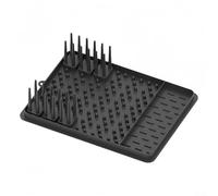 Égouttoir Vaisselle Silicone Mat Tapis de Drainage Rapide avec Compartiments Couverts - pour idéal Camping Car, Gris 41.2x30cm(Black)