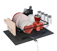 Egouttoir Vaisselle sur Evier avec Tapis Vaisselle Absorbant et système d'évacuation Automatique vers l'évier de la Cuisine - Organisateur Evier Cuisine (1 Niveau)