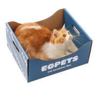 EGPETS: Griffoir pour chat avec carton très résistant et bloc-griffoir rechargeable - Boîte à chat bleue
