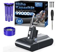 EGR Améliorée V7 Batterie Compatible pour Dyson V7 Motorhead/Animal/Trigger/Fluffy/Absolute/Car+Boat SV11 Aspirateur Batterie avec 4 Filtres et 3 Vis