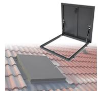 Egress Roof Window, Aluminum Flat Roof Lighting Well Window with Gas Shock Strut & Handle, Flush Mount Roofs Access Hatch Door for Attic/Sun Room(100x100cm)