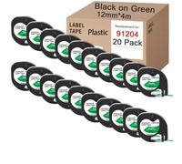 EGRMZ 20pk Noir sur Les Bandes d'étiquette en Plastique Blanches compatibles avec la Machine d'étiquette LT-100h(20PK Black on Green)