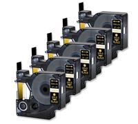 EGRMZ 5 Pack Cruxer Black Label Tape Compatible avec D1 45024 12 mm Les étiquettes de Bande Standard fonctionnent avec des imprimantes d'étiquette de Point de Marque 100 et 350