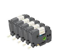 EGRMZ 5pcs Rose et Ruban Satin Tapes de 12 mm Compatible avec Le Fabricant d'étiquettes compatibles avec PT-D215E TZE-RE34(Gold on White)