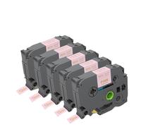 EGRMZ 5pcs Rose et Ruban Satin Tapes de 12 mm Compatible avec Le Fabricant d'étiquettes compatibles avec PT-D215E TZE-RE34(Gold on Pink)