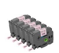 EGRMZ 5pcs Rose et Ruban Satin Tapes de 12 mm Compatible avec Le Fabricant d'étiquettes compatibles avec PT-D215E TZE-RE34(Black on Pink)