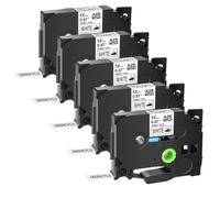 EGRMZ Étiquettes de Tissu Noir sur Blanc 3 à 10pk 12 mm Compatible avec TZ TZE-FA231 TZ-FA3 TZE-FA3R Fonctionne avec Les Fabricants d'étiquettes PT-H100 PT200(5PK Black on White)