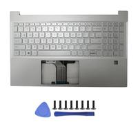 EGRMZ Remplacement Laptop LCD Couvercle arrière Corps Avant Palmrest et boîtier inférieur Compatible avec 15 15-EG 15-EG0010TX TPN-Q245 Série M08899-001 M08901-001(SILVERWITHKEYBOARDFI)