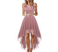EGSDMNVSQ Femme Longue Robe de Soirée élégante Taille Haute sans Manches Robe de cérémonie Robe en Dentelle Robe de mariée en Mousseline