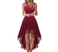 EGSDMNVSQ Femme Longue Robe de Soirée élégante Taille Haute sans Manches Robe de cérémonie Robe en Dentelle Robe de mariée en Mousseline