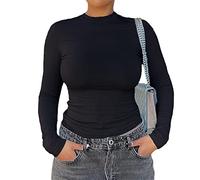 EGSDMNVSQ Femmes Y2K Manches Longues Chemise à Sept Points t-Shirt Slim Fit Pliant Chemise à Sept Points Chemise à Manches Longues Chemise de Rue