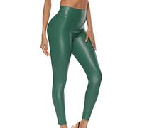 EGSDMNVSQ Legging Push Up Simili Cuir Femme Pantalon Crayon Taille Haute PU Slim Pantalon Poches Skinny Pants