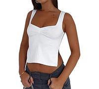 EGSDMNVSQ Y2K Débardeurs Femme Dentelle Cami Top Été Couleur Unie Corset Top Élégant Sans Manches E Girl 90s Crop Tops Slim Fit Streetwear