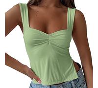 EGSDMNVSQ Y2K Débardeurs Femme Dentelle Cami Top Été Couleur Unie Corset Top Élégant Sans Manches E Girl 90s Crop Tops Slim Fit Streetwear