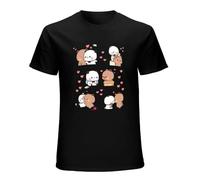 eGTED Bear and Panda Bubu Dudu Balloon T-Shirt Cotton Men Summer Fashion Black Tee XL