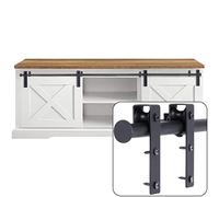 EGTink 140CM/4,6FT Quincaillerie Kit de Rail pour Porte Coulissante,Mini Rail de Porte de Grange Coulissante,Ensemble Hardware kit pour Porte Suspendue,Armoire de Rangement,Meubles TV,Placards