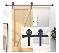 EGTink 230cm/7,54FT Kit de Porte de Grange Coulissante, Quincaillerie Kit de Rail avec Roulettes et Rail, Ensemble Industriel pour Porte Coulissante Interieur