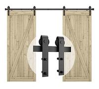 EGTink 244cm/8FT Quincaillerie Kit de Rail Porte Coulissante avec Guide de Plancher de Porte de Porte de Grange pour Porte Coulissante Double