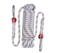 EGTink Corde Escalade 10m,Corde de Sécurité Extérieure de 10mm,Escalade Corde d'escalade avec 2 Mousquetons,Corde Nylon pour Camping Alpinisme Randonnée Sauvetage (Blanc)