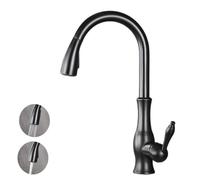 EGTink Robinet de Cuisine Extractible Mitigeur Robinet Evier Cuisine avec Douchette Robinetterie de Cuisine Rétro en Laiton Mitigeur de Lavabo Rotatif à 360° Chaud et Froid,Noir