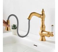 EGTink Robinet Salle de Bain avec Douchette Extractible, Mitigeur Lavabo avec Céramique Robinet Lavabo Laiton, Robinet Lave Main Extensible Chaud et Froid Réglable, Bronze