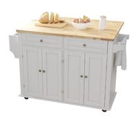 EGUIAS Chariots de Service Chariot Rangement Chariot de Cuisine Roulant avec abattant, Table d'îlot de Cuisine Mobile sur roulettes avec tiroir et Armoire de Rangement(White)