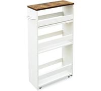 EGUIAS Chariots de Service Chariot Rangement Chariot de Rangement Mince Blanc à 4 Niveaux avec poignée, étagère Mobile de Chariot Utilitaire Roulant de Stockage Coulissant(White31.7 H)