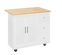 EGUIAS Chariots de Service Chariot Rangement Îlot de Cuisine sur roulettes avec Armoire de Rangement et abattant Pliable, Table de Cuisine roulante, poignée de Chariot