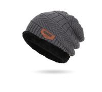 Egurs Bonnet d'hiver - Bonnet d'hiver - Bonnet tricoté chaud avec doublure en polaire - Élastique - Épais - Avec écharpe Loop - Pour femme, fille, garçon, adulte, enfant - Ski, Gris à pointe unique