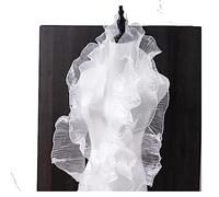Egurs Bordure à volants - Largeur : 12 cm - En organza - Plissé - Tissu en tulle - Bordure à volants - Tissu à volants - Décoration DIY - Blanc