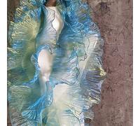 Egurs Bordure en tissu d'organza bleu 15 cm × 3 yards en forme de vague plissée à volants en organza ruban de dentelle bordure en tulle pour artisanat, couture, robe, décoration DIY