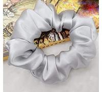 Egurs Chouchou élastique 100 % pure soie noire - doux, soin des cheveux noir (gris clair)