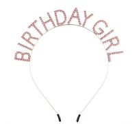 Egurs Couronne d'anniversaire pour fille - Bandeau à paillettes - Bandeau Happy Birthday - Strass - Accessoire tendance pour femme - Décoration de fête - Rose