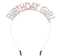 Egurs Couronne d'anniversaire pour fille - Bandeau à paillettes - Bandeau Happy Birthday - Strass - Accessoire tendance pour femme - Décoration de fête - Bracelet à maillons or rose
