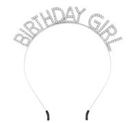 Egurs Couronne d'anniversaire pour fille - Bandeau à paillettes - Bandeau Happy Birthday - Strass - Accessoire tendance pour femme - Décoration de fête - Bracelet à maillons argentés