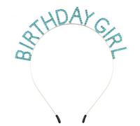 Egurs Couronne d'anniversaire pour fille - Bandeau à paillettes - Bandeau Happy Birthday - Strass - Accessoire tendance pour femme - Décoration de fête - Bleu lac