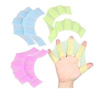 Egurs Lot de 3 paires de gants de natation en silicone avec doigts de palme, palmes de natation, palmes de natation, accessoires de natation pour femmes, hommes, bleu, vert, violet, taille L
