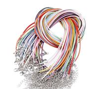 Egurs Lot de 50 cordons de collier en cuir ciré avec fermoir mousqueton et chaîne d'extension - Cordon en cuir tressé - Boucle de corde pour bricolage - Multicolore - 60 cm