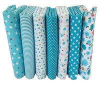 Egurs Lot de 7 tissus en coton pour couture, matelassage, patchwork, maison, série rose, poupée Tilda - Série bleu lac 25 x 25