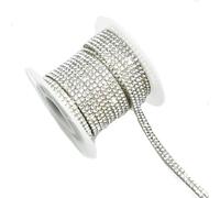 Egurs Ruban strass autocollant brillant - 2 rangées de strass - Ruban de strass - Ruban de strass - Autocollant - Pour bricolage, bricolage, téléphone portable, vêtements - Blanc