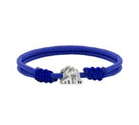 Eguzkilore Bracelet macramé bleu avec breloque Gaztelugatxe en argent sterling, Mediano, Argent, Pas de gemme