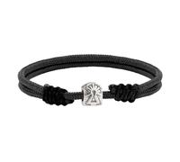 Eguzkilore Bracelet macramé noir avec breloque de la Vierge du Pilier en argent sterling., Mediano, Argent, Pas de gemme