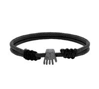 Eguzkilore Bracelet macramé noir avec breloque d'Irulegi en argent avec ruthénium, Mediano, Argent, Pas de gemme