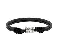 Eguzkilore Bracelet macramé noir Charm basilique du pilier en argent sterling, Mediano, Argent, Pas de gemme