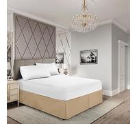 EGYLIN Cache-sommier plissé en coton égyptien majoritaire avec jupe de lit de 50 cm - Taupe - Lit double (137 x 190 cm)