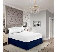 EGYLIN Cache-sommier pour lit super king size - 180 x 200 cm - Tour de lit élastique facile à enrouler - 100 % coton - Convient sous le matelas et jusqu'au sol - Bleu marine